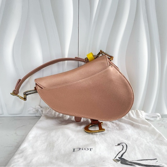 Dior Blush Satin Saddle Bag with Crystal Embellishment - Picture 2 of 11